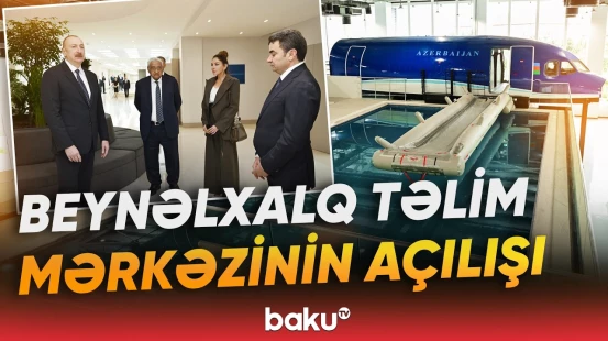 Prezident Milli Aviasiya Akademiyasında Beynəlxalq Təlim Mərkəzinin açılışında - Baku TV