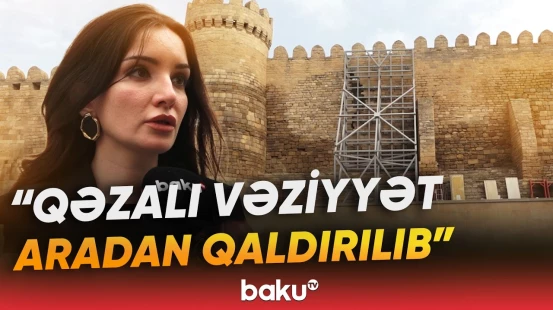 İçərişəhərdə qala divarının uçan hissəsi bərpa edilir - Baku TV