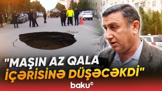 Sumqayıtda avtomobil yolu çökdü - Baku TV