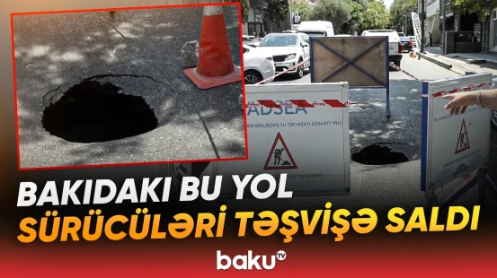 Paytaxtda daha bir yol çökdü | Tıxacda qalan sürücülər çətin anlar yaşadı - Baku TV