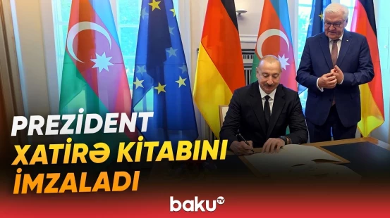 Berlində Azərbaycan və Almaniya prezidentlərinin təkbətək görüşündən görüntülər - Baku TV