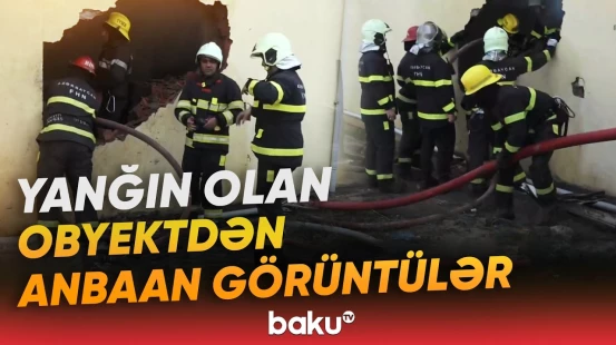 Binəqədidə obyekt yanır | Güclü külək FHN əməkdaşlarının işini çətinləşdirir - Baku TV