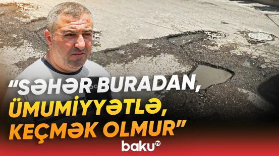 Binəqədidə su xəttini təmir etmək istədilər, yol da dağıldı - Baku TV