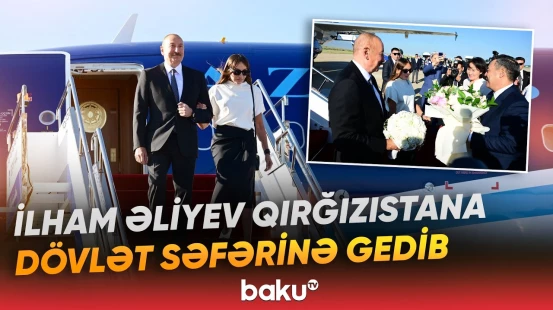 Prezident İlham Əliyevi və birinci xanım Mehriban Əliyevanı Sadır Japarov qarşılayıb - Baku TV