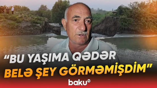 Göyçayda Şirvan suvarma kanalı yarıldı, sahələri su basdı - Baku TV