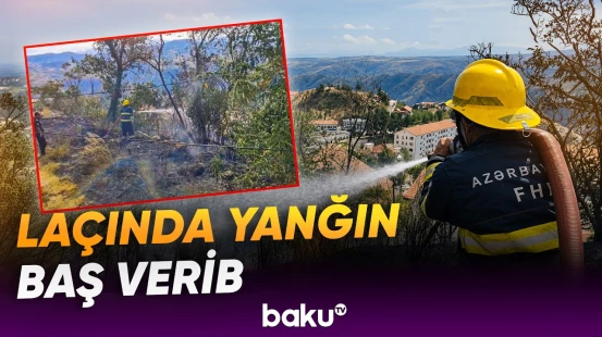 Laçında baş verən yanğın FHN əməkdaşları tərəfindən söndürülüb - Baku TV