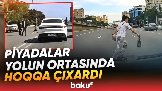 Yolda dəhşətə gətirən mənzərə | Piyadalar görün nə etdi - Baku TV