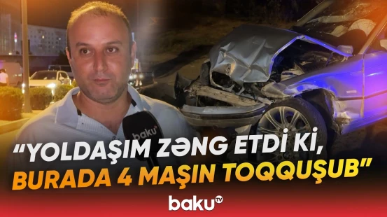 Sumqayıtda avtomobillərin toqquşduğu zəncirvari qəzada xəsarət alanların olduğu bildirilir - Baku TV