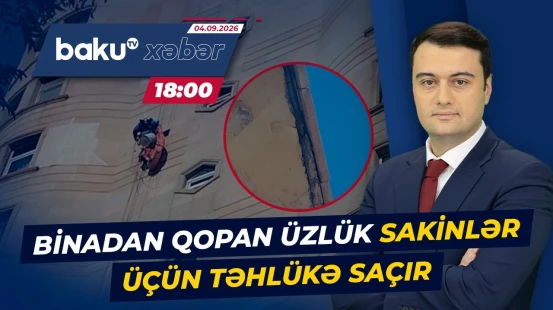 Yasamalda binanın üzlüyü təhlükəli vəziyyət yaradıb - Baku TV CANLI