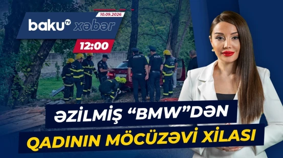 Qaxda qəza anında dəhşətli mənzərə: xilasedicilər səfərbər oldu - Baku TV CANLI