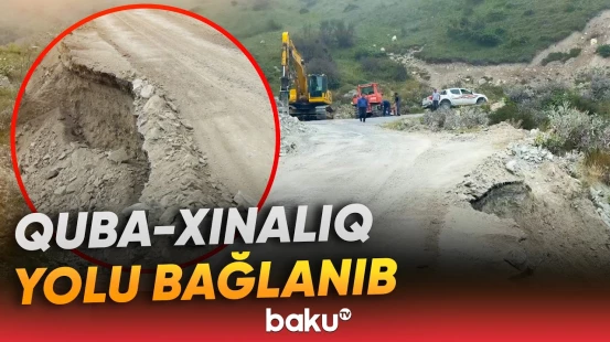 Torpaq sürüşməsi Qubada yolun bir neçə hissəsində hərəkəti məhdudlaşdırdı - Baku TV