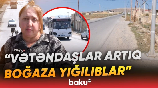Qobuda sakinlər avtobus dayanacağı üzü görmür - Baku TV