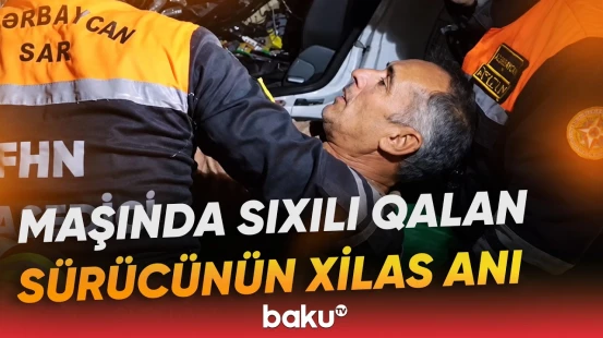 Bakıda ağır qəza: “Mercedes” yol kənarında dayanan “Kamaz”a çırpıldı - Baku TV