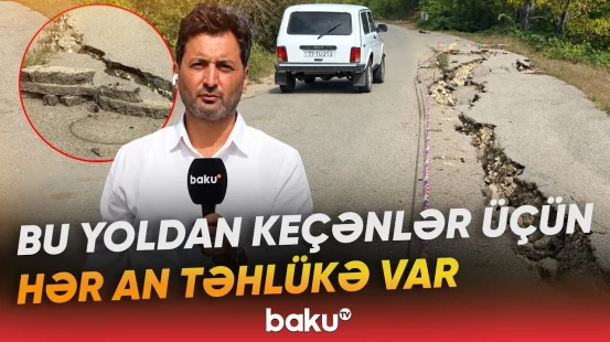 Qubada iki kəndi birləşdirən yolda qorxulu vəziyyət - Baku TV