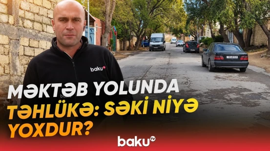 Yeni Ramanada şagirdlərin təhlükəli yolu | Səkisi olmayan yolda müxbirimizin çətin anları - Baku TV