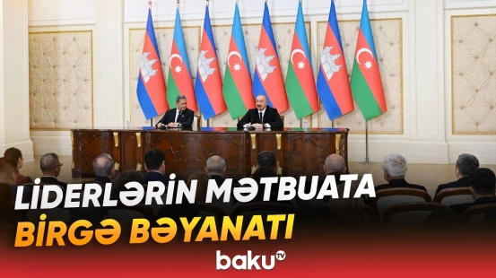 İlham Əliyev və Kambocanın Baş naziri mətbuata bəyanatlarla çıxış ediblər - Baku TV