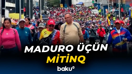 Venesuelalı işçilər Maduro üçün mitinq keçirdilər