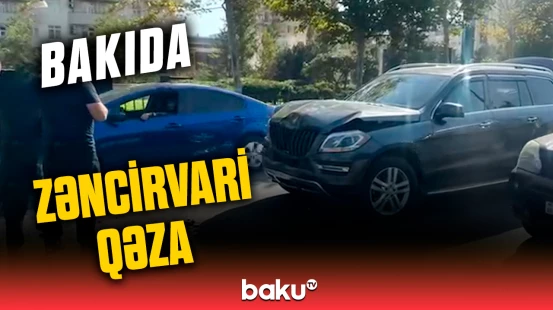 Bakıda mərkəzi küçədə zəncirvari qəza | 4 maşın toqquşdu