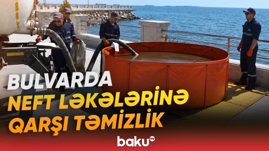 Bakı Bulvarında ekoloji vəziyyətin yaxşılaşdırılması üçün təmizlik işləri aparılır