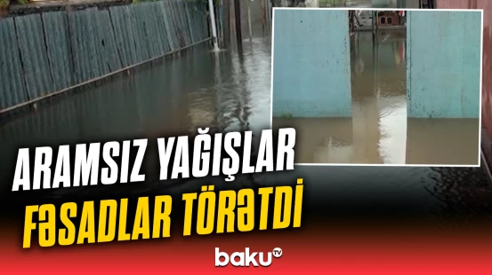 Lənkəranda intensiv yağan yağış həyətlərə və küçələrə dolub