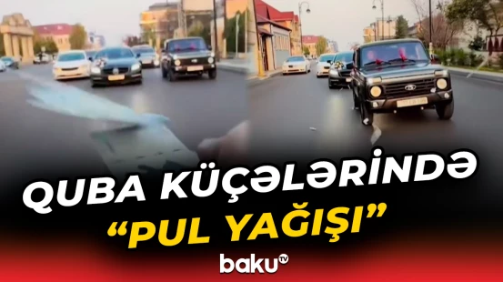 “Avtoş”luq edib yola pul səpdilər | Qubada toy karvanının təhlükəli “şou”su