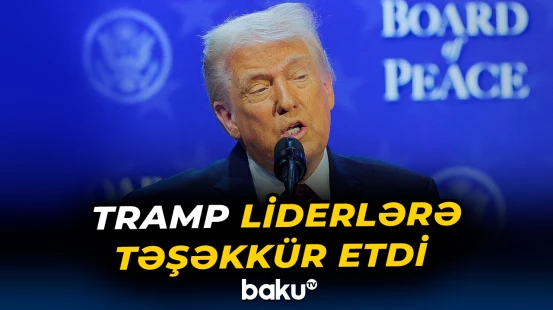 Tramp "Sülh Şurasının Nizamnaməsi" sənədi imzalandıqdan sonra çıxış etdi - Baku TV