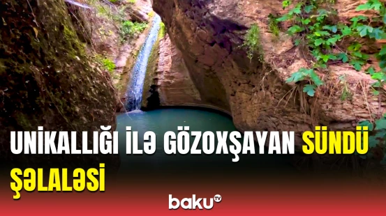 Qobustan təbiətinə bir başqa gözəllik qatan Sündü şəlaləsindən görüntülər