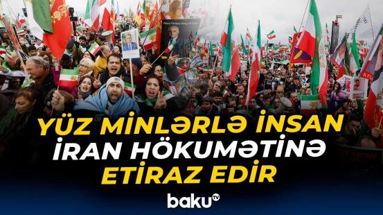Almaniyada yüz minlərlə insan İran hökumətinə etiraz edir