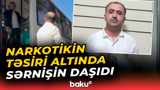 Sumqayıtda təhlükəli anlar |  Sürücü narkotikin təsiri altında avtobus sürdü