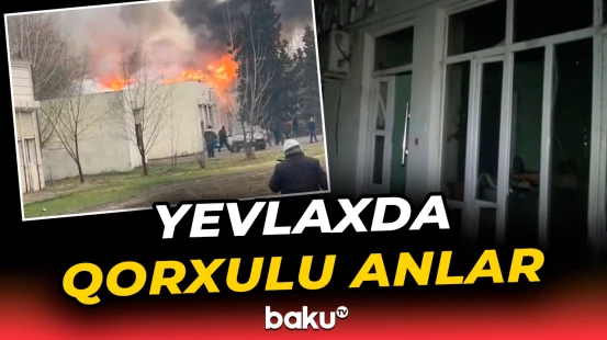 Yevlaxda kafe yandı, sahibi xəsarət aldı