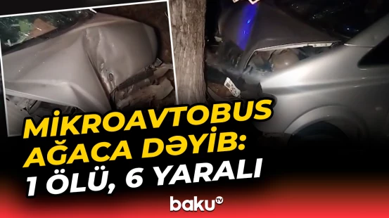 Mikroavtobus ağaca dəyib: 1 ölü, 6 yaralı