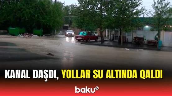 Mingəçevirdə təhlükəli vəziyyət  | Daşan su kanalından son görüntülər