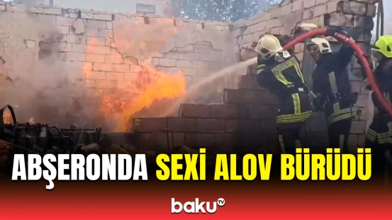 Aşağı Güzdək qəsəbəsində yanan sexdən dəhşətli görüntülər