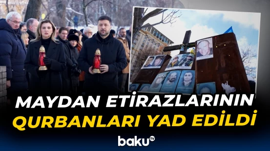 Zelenski Maydan etirazlarında həlak olanları yad etdi