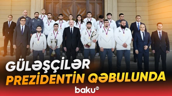 Prezident Avropa çempionatında komanda hesabında çempion olan güləşçiləri qəbul edib
