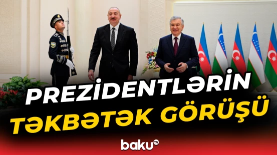 İlham Əliyevin Şavkat Mirziyoyevlə təkbətək görüşündən görüntülər
