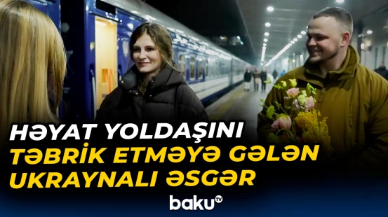 Həyat yoldaşını təbrik etməyə gələn ukraynalı əsgər