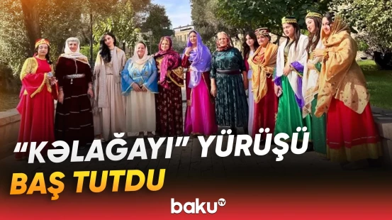 Şəhərin mərkəzində keçirilən "Kəlağayı" yürüşündən görüntülər