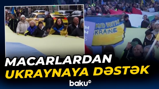 Macarlar Ukraynaya dəstək mitinqi keçiriblər