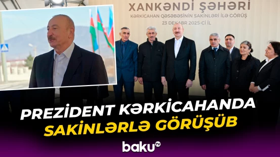 Prezident İlham Əliyev Kərkicahan qəsəbəsində buraya köçən sakinlərlə görüşüb