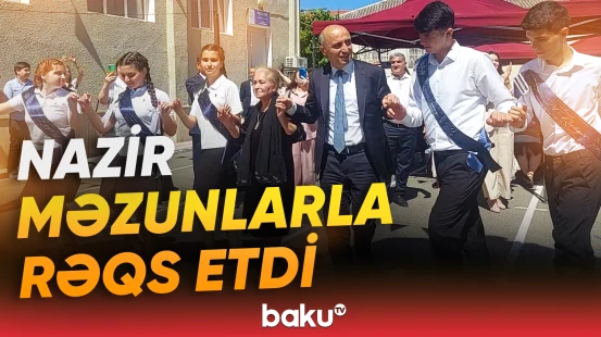 Elm və təhsil nazirinin Gəncədə məzunlarla rəqs etdiyi anlar