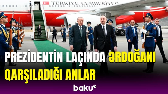 Türkiyə Prezidentinin Laçın Beynəlxalq Hava Limanında qarşılanma mərasimi
