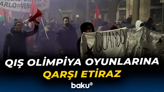 İtaliyadakı etiraz aksiyasından görüntülər