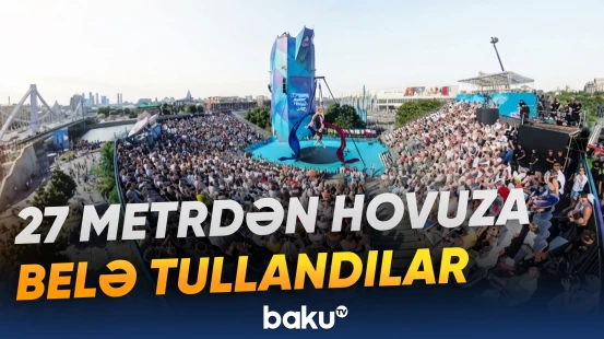 Moskvada “İki çay” festivalında hündürlükdən suya tullanma yarışı keçirilib