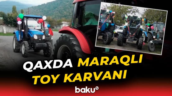 Qaxda hər kəsin diqqətini cəlb edən toy karvanı