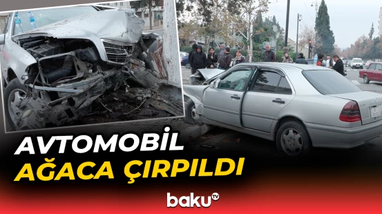 Avtomobil ağaca çırpıldı