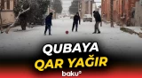 Ağ örpəyə bürünən Qubadan görüntülər