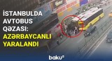 İstanbulda avtobus dayanacağa çırpılıb