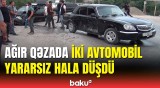 Qubada ağır qəza | iki avtomobil sıradan çıxdı