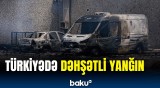 İzmirdə güclü yanğın | Avtomobillər külə döndü